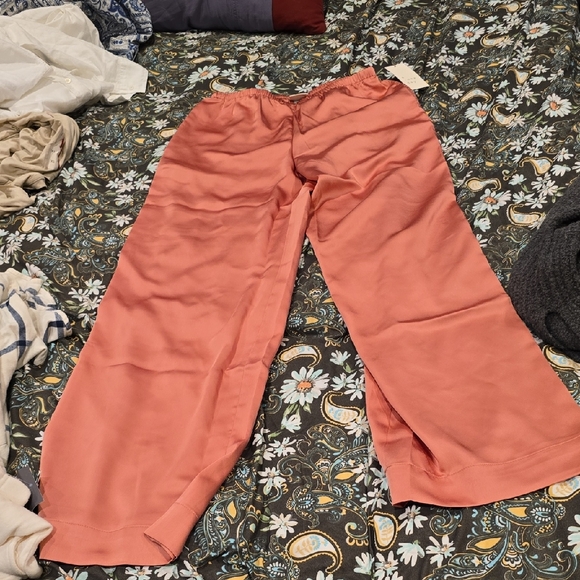 New Coral Dressy Silky Wide-Leg Pants - Picture 1 of 4
